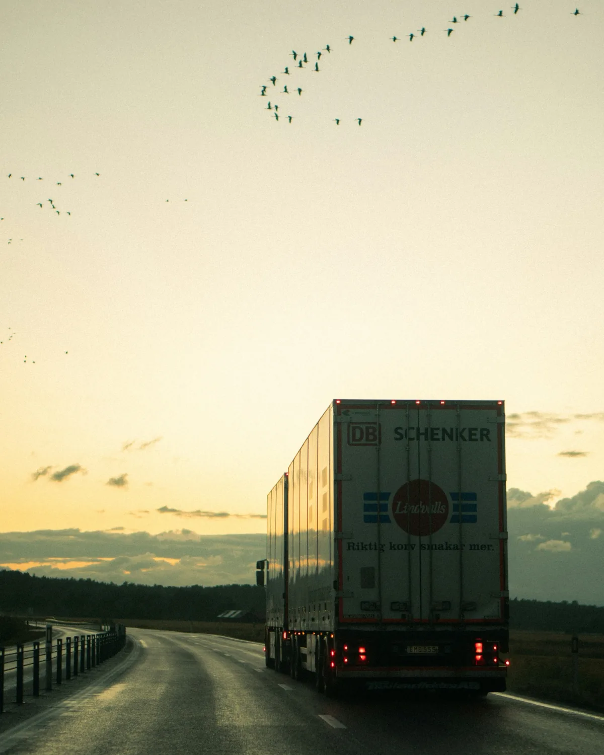 International road freight transport on an open highway